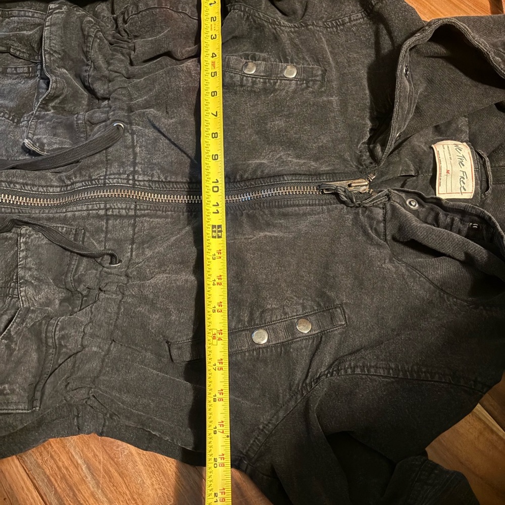 We The‎ Free Black Hooded Utility Jacket Medium Washed Cotton Parka - Picture 5 of 6